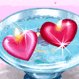 Gif animé coeurs brillants 